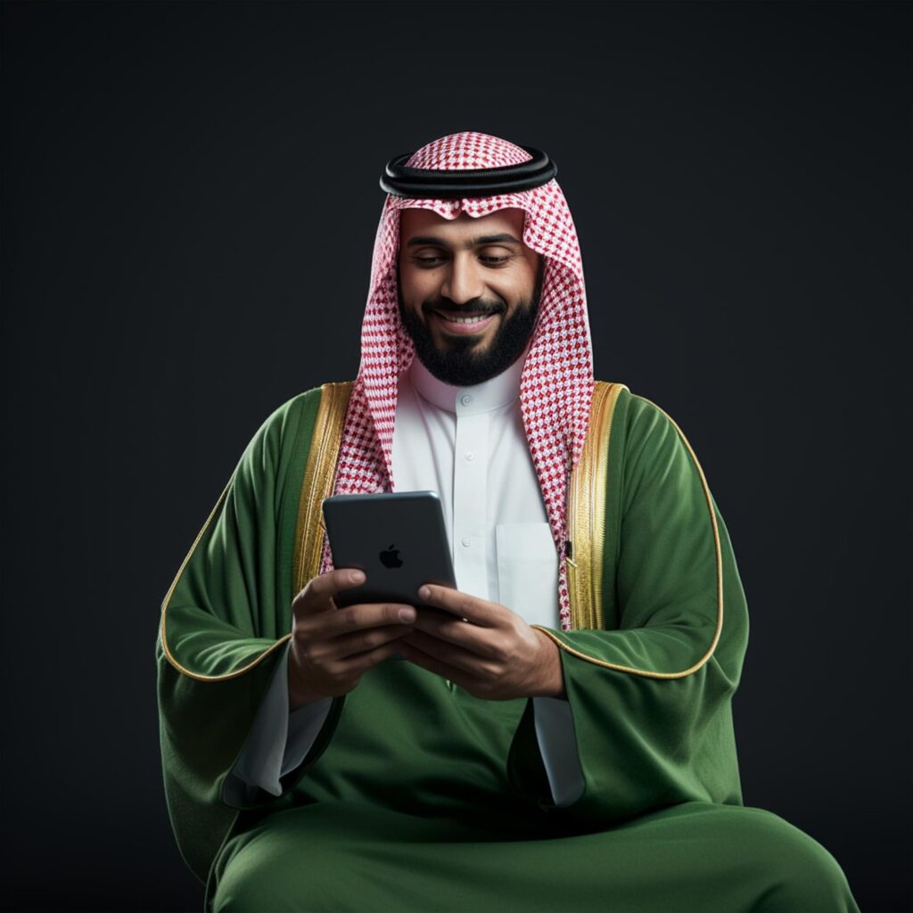 رجل سعودي يمسك هاتف