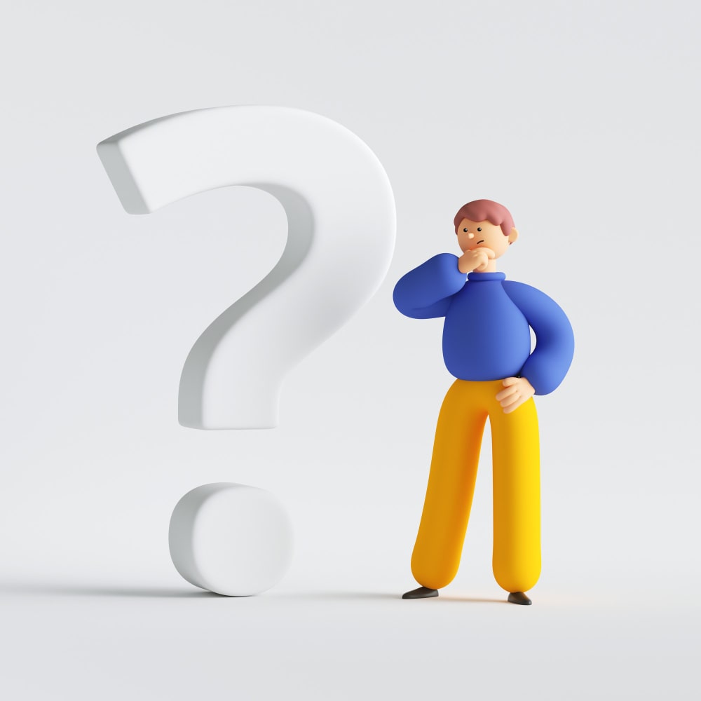 شخص يتساءل بجوار علامة استفهام