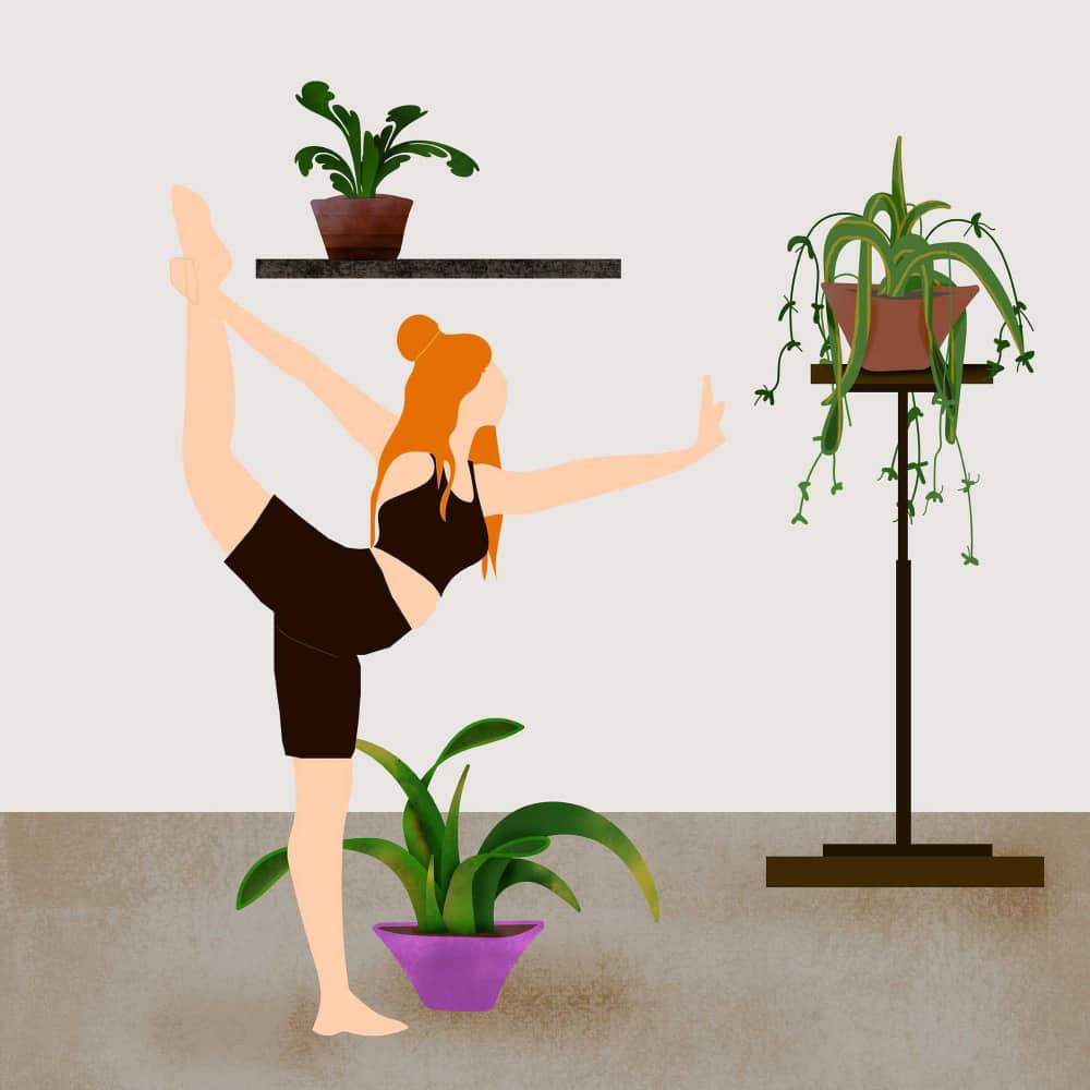 كاركاتير فتاة تمارس رياضة البيلاتس