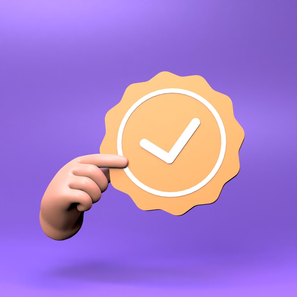 يد تحمل علامة صواب