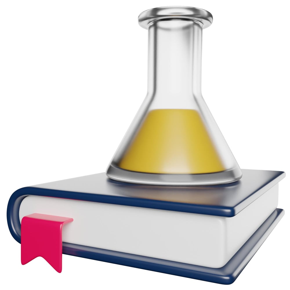 زجاجة اختبار فوق كتاب زجاجة اختبار فوق كتاب