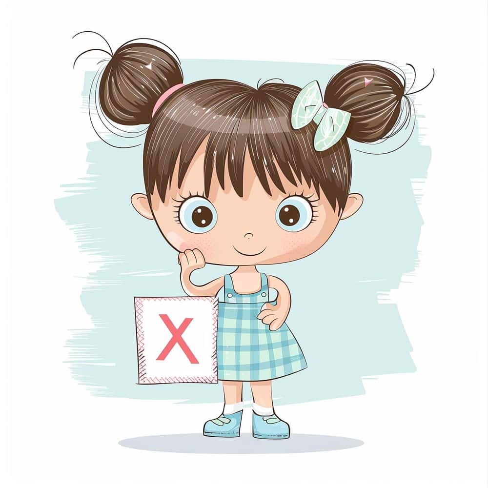 فتاة صغيرة معها ورقة عليها علامة اكس فتاة صغيرة معها ورقة عليها علامة اكس
