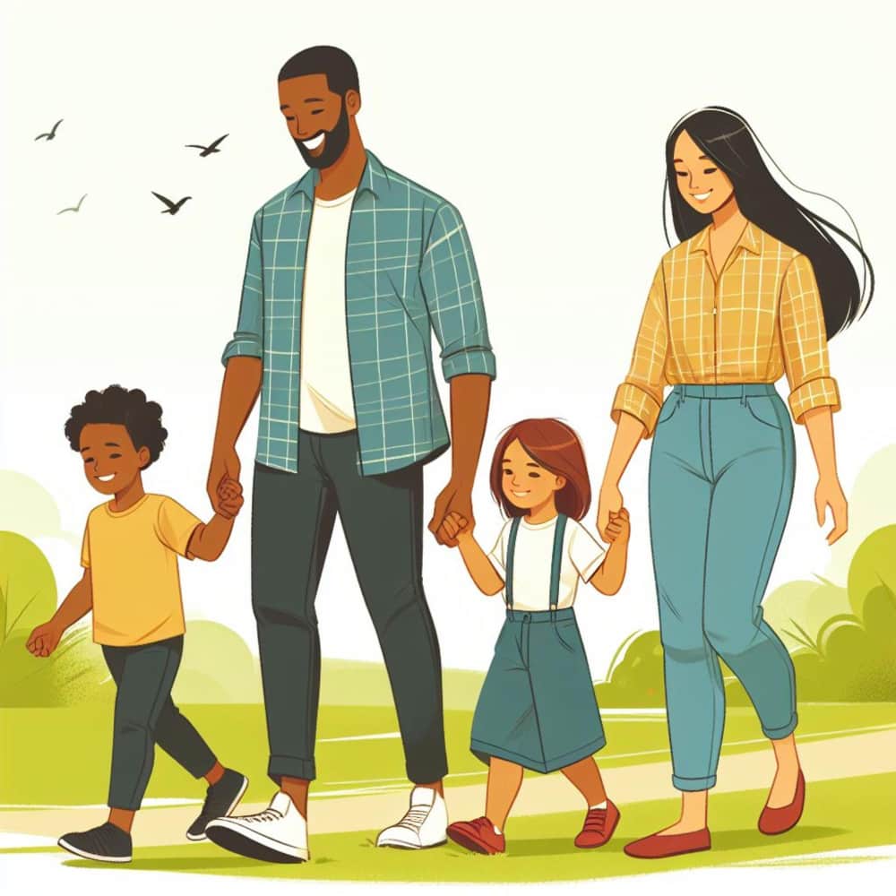 أب وأم وطفلين ولد وبنت أب وأم وطفلين ولد وبنت