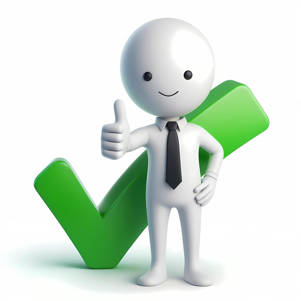 رجل يقف أمام علامة الصواب