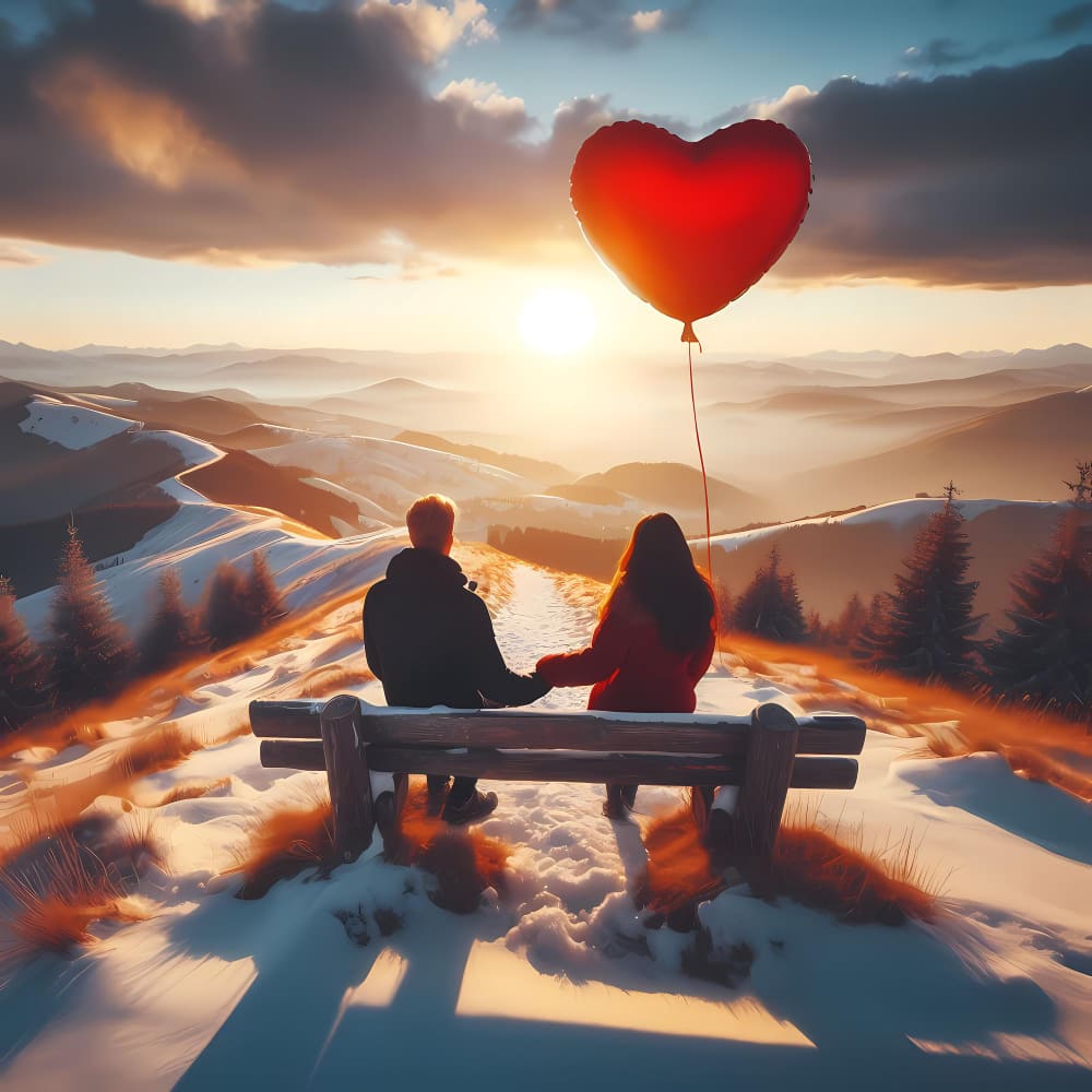 شاب وفتاة من الخلف ويمسكان بالونة