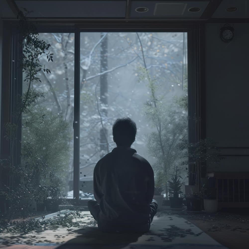 شاب يجلس أمام نافذة