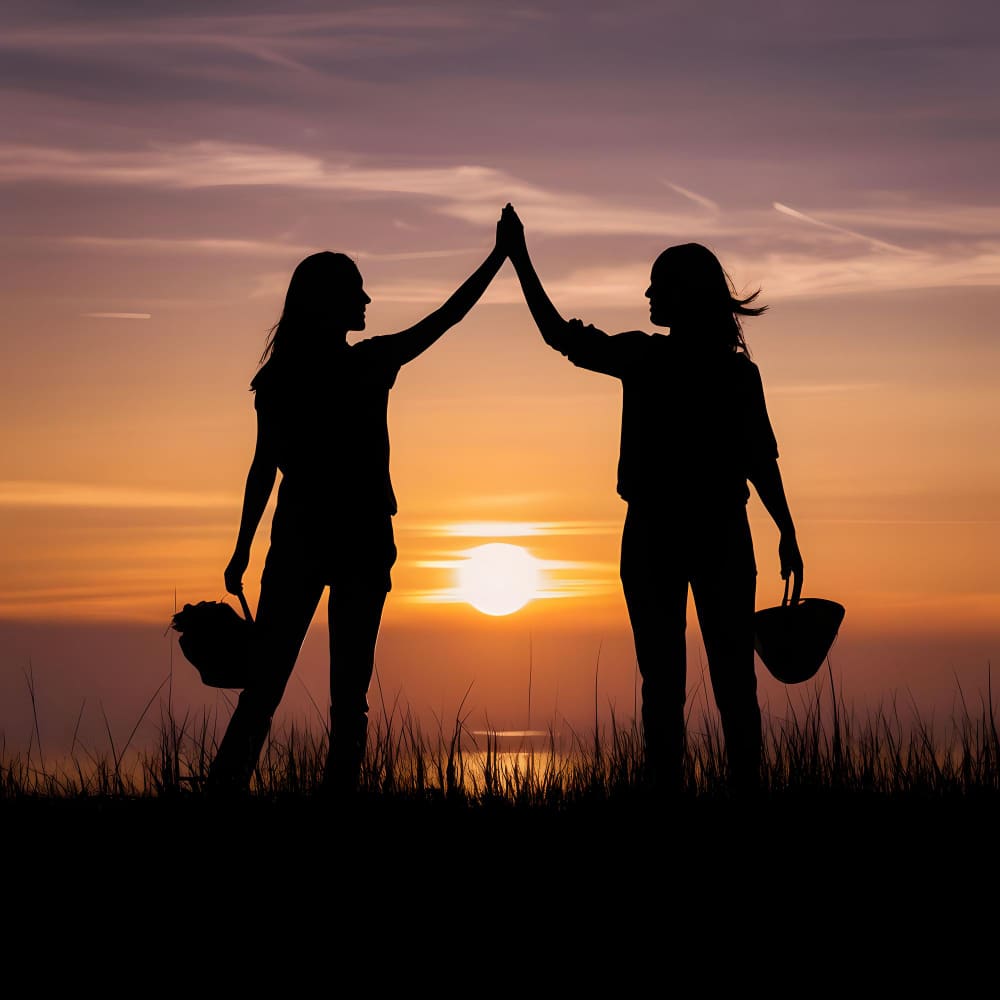 صديقتان يمسكان يد بعضهما