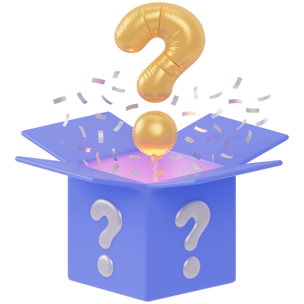 صندوق يخرج منه علامة استفهام