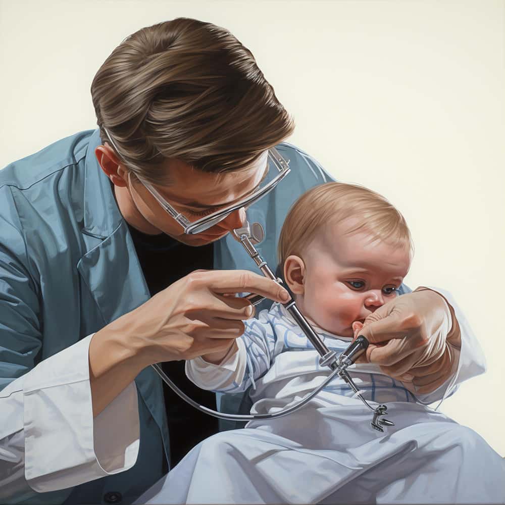 طبيب يفحص طفل رضيع