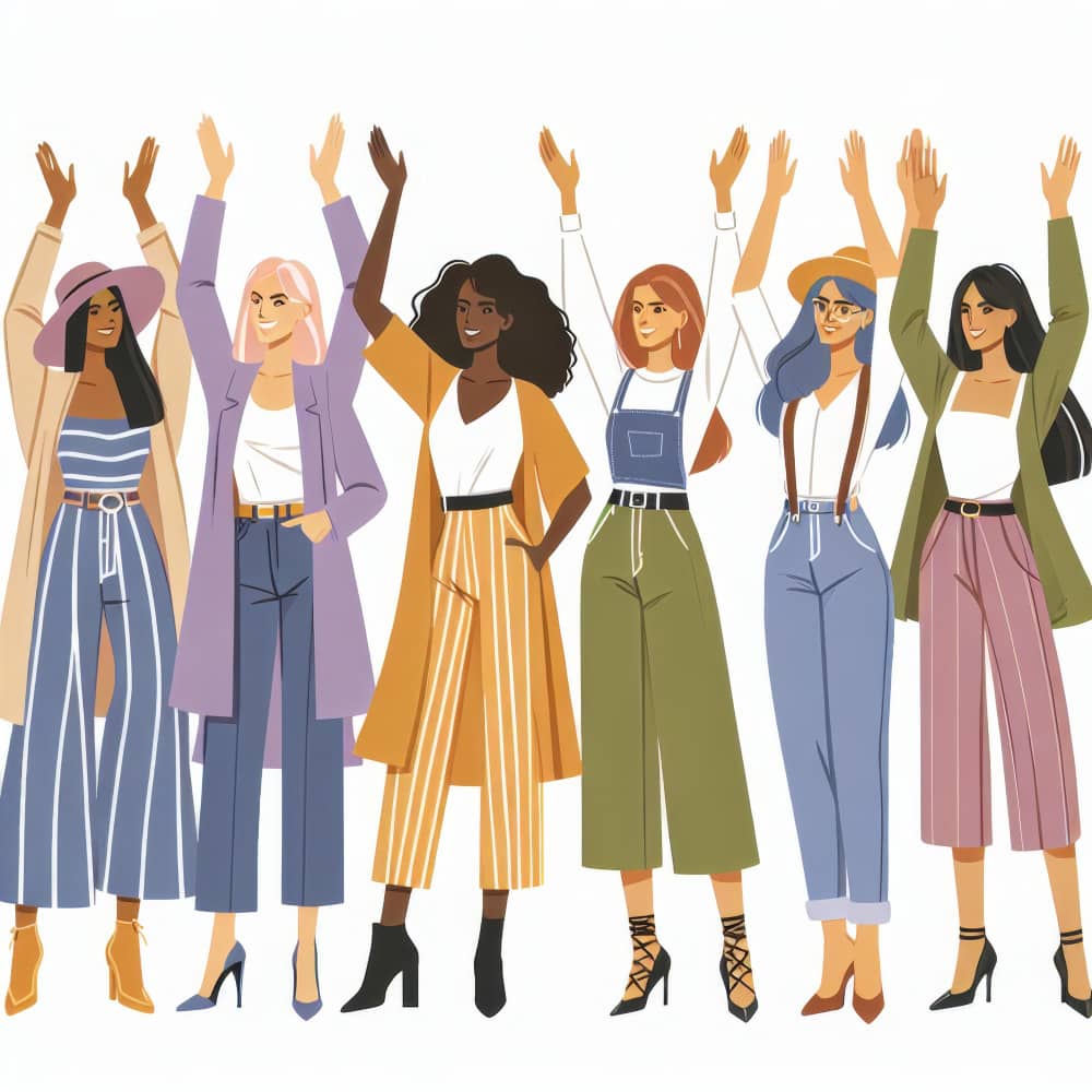 مجموعة من الفتيات يرفعون أيديهم