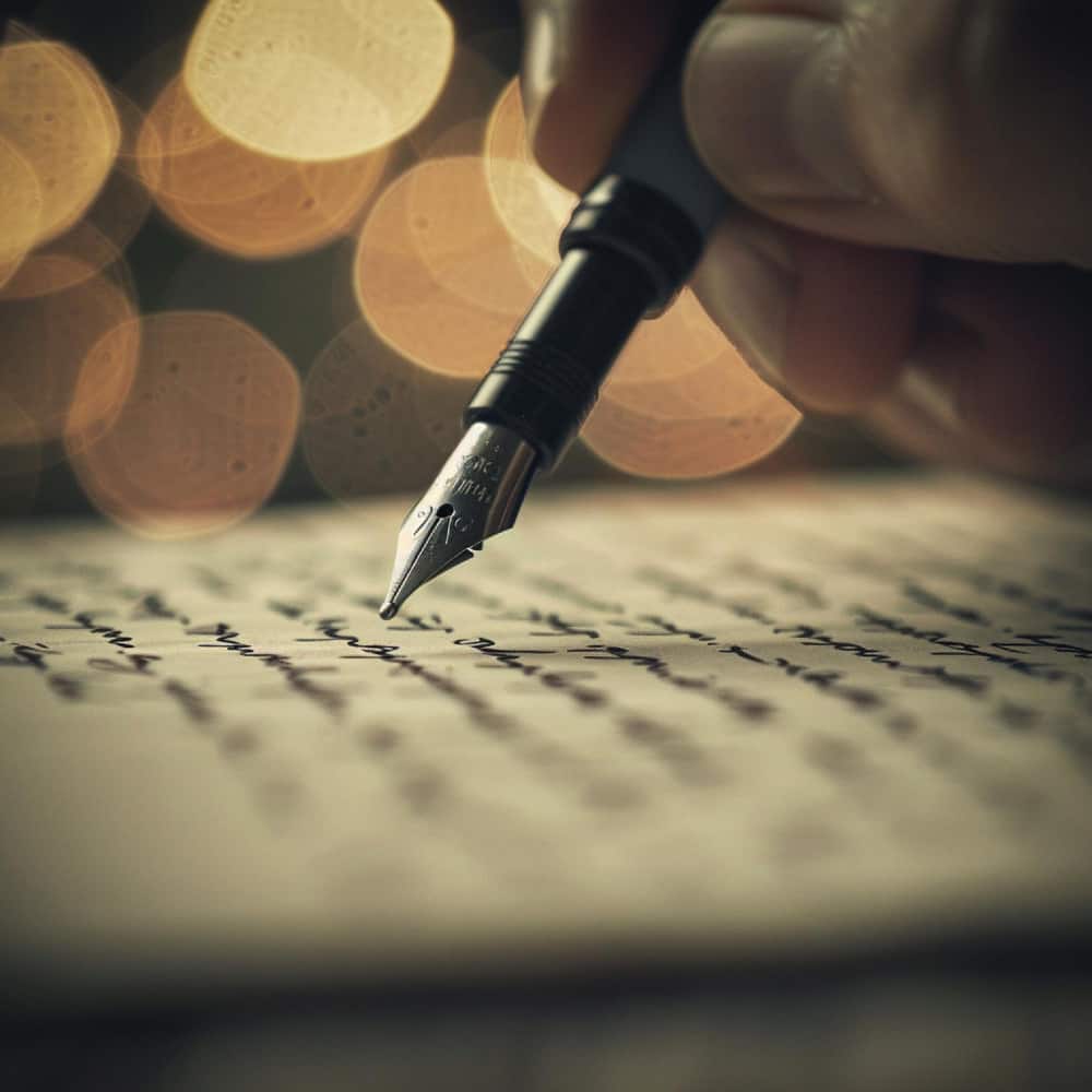 يد تكتب بالقلم على الورق