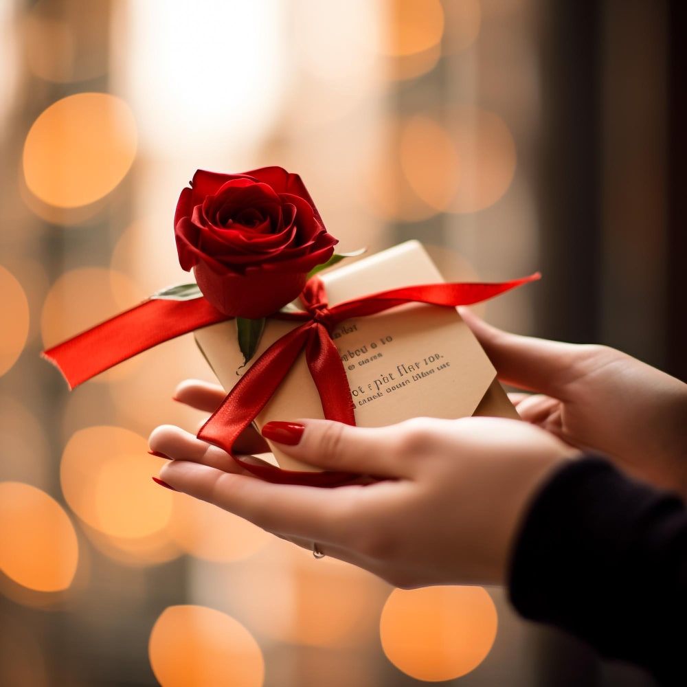 يد تمسك زهرة وخطاب