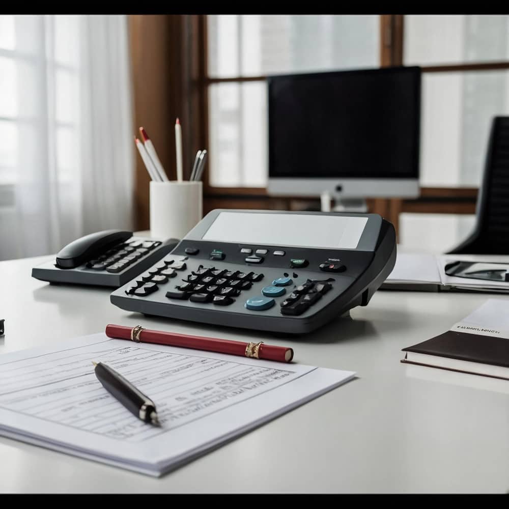 آلة حاسبة وورق وأقلام