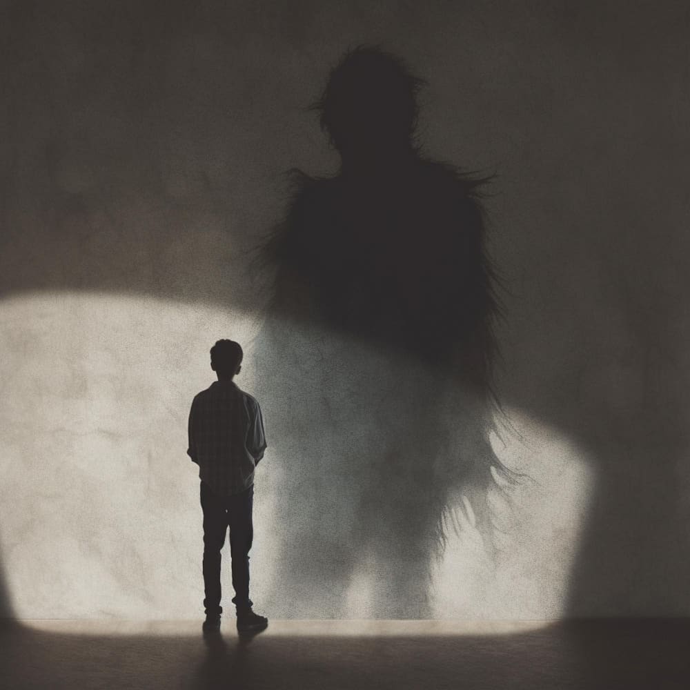 رجل وأمامه ظل على الحائط