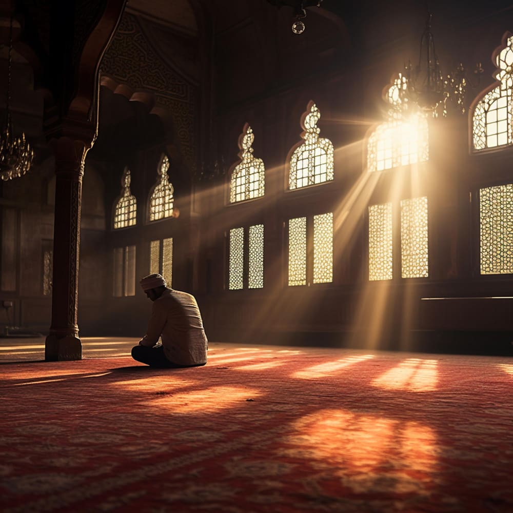 رجل يجلس في مسجد
