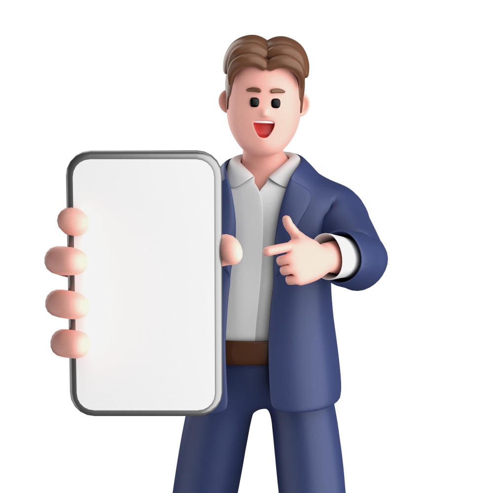 رجل يمسك هاتف محمول ويشاو عليه باليد الأخرى