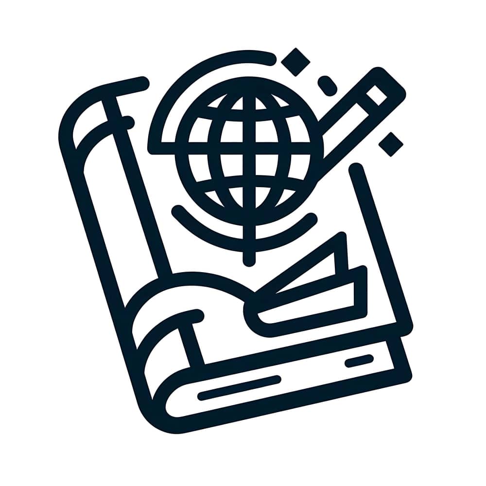 رسمة لكتاب وقلم وكرة أرضية