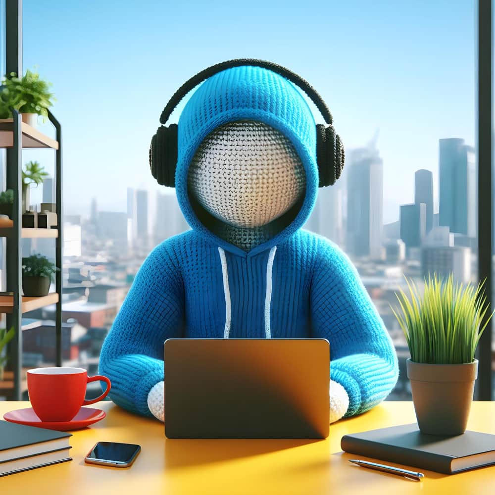 شخصية مبهمة تعمل على اللاب توب