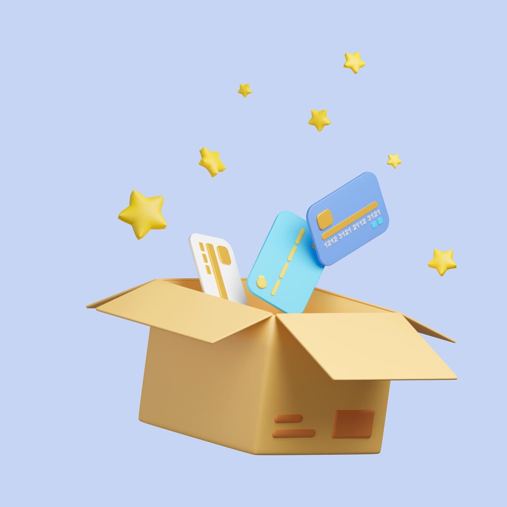 صندوق يخرج منه بطاقات شحن