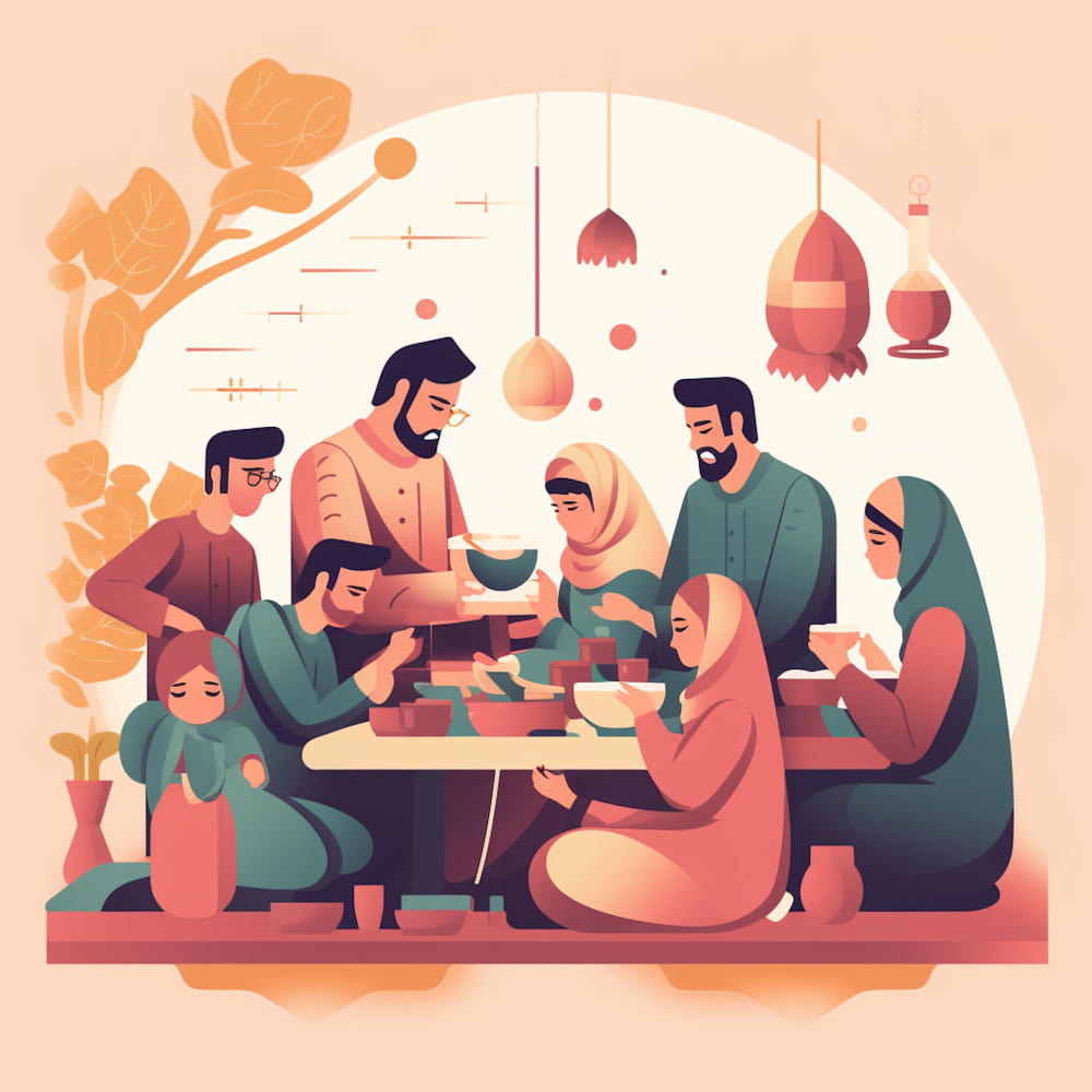 عائلة تتناول طعام