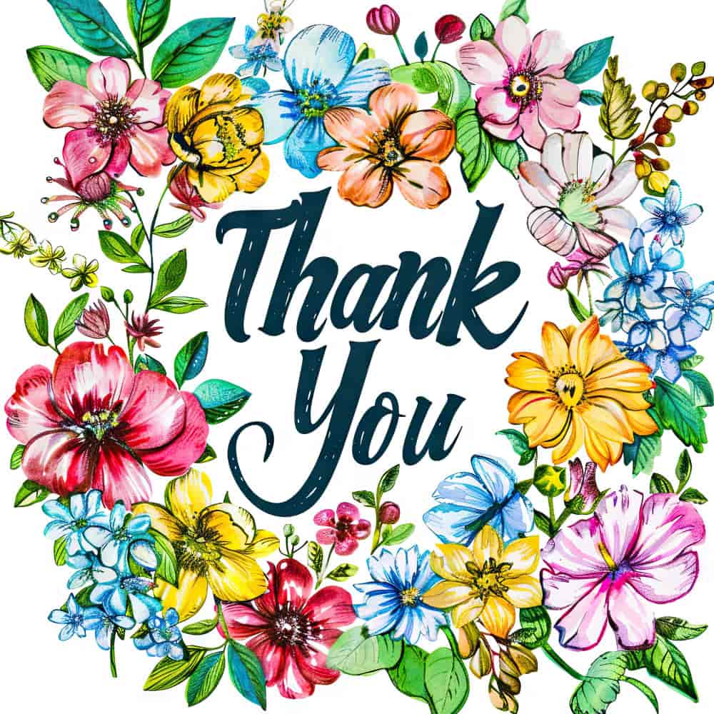 عبارة شكر وسط مجموعة زهور