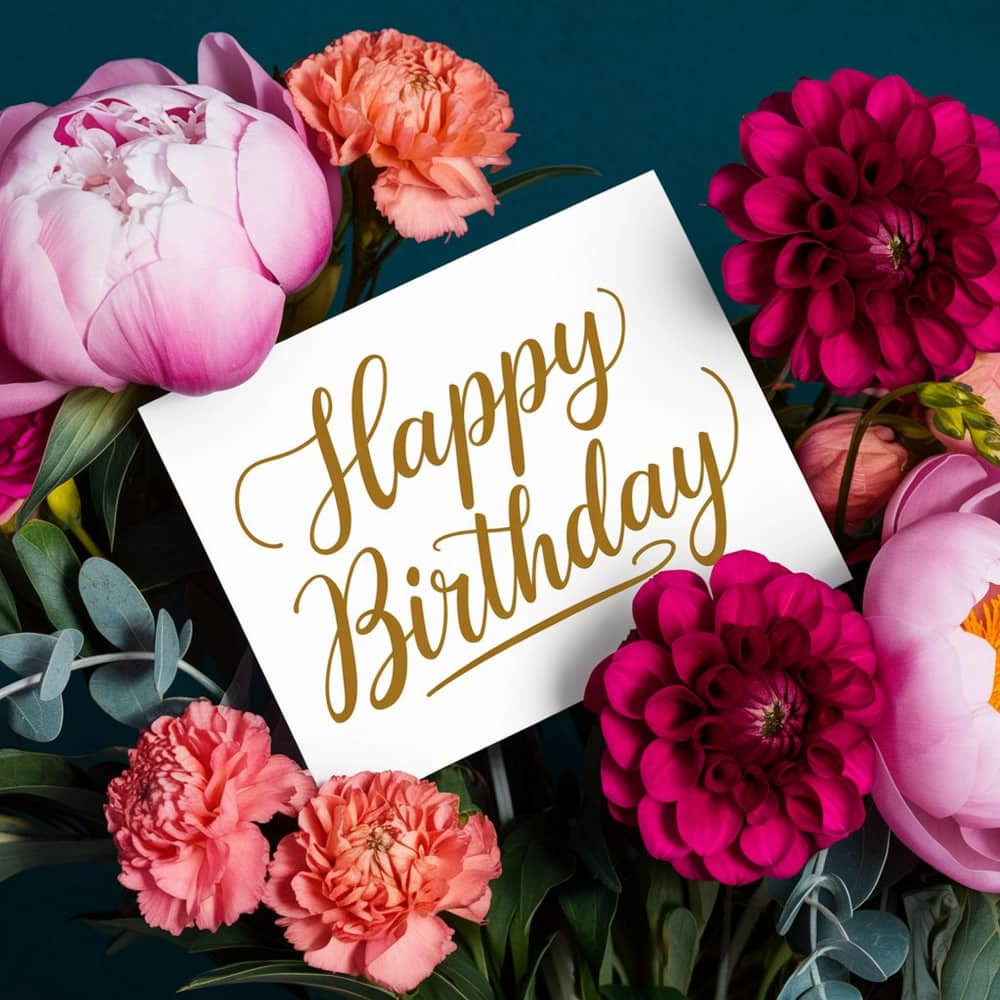 عبارة عيد ميلاد سعيد وسط مجموعة زهور