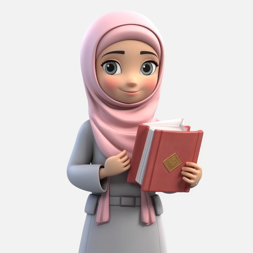 فتاة ترتدي الحجاب وتحمل مصحف