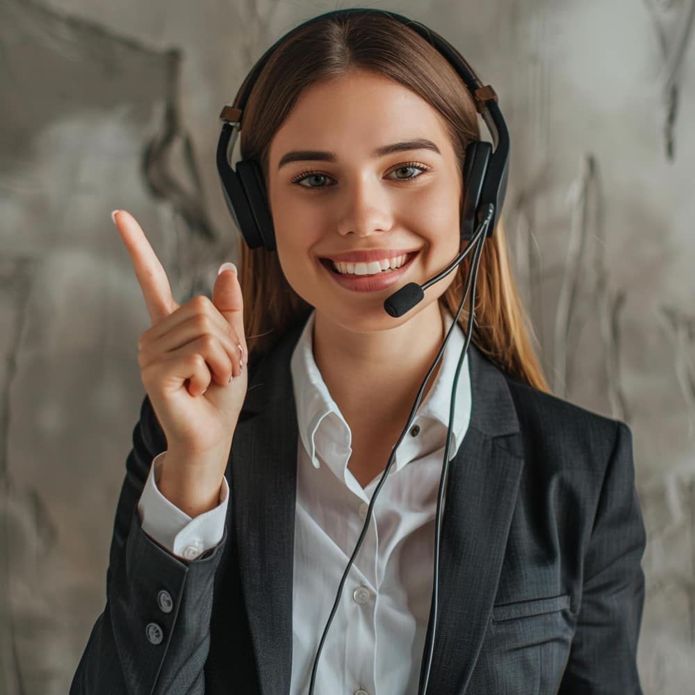 فتاة ترتدي سماعات ومبتسمة