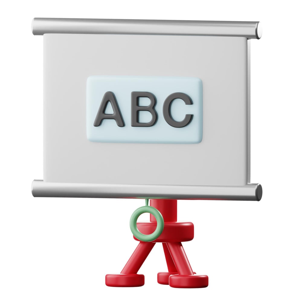 لوحة مكتوب عليها abc