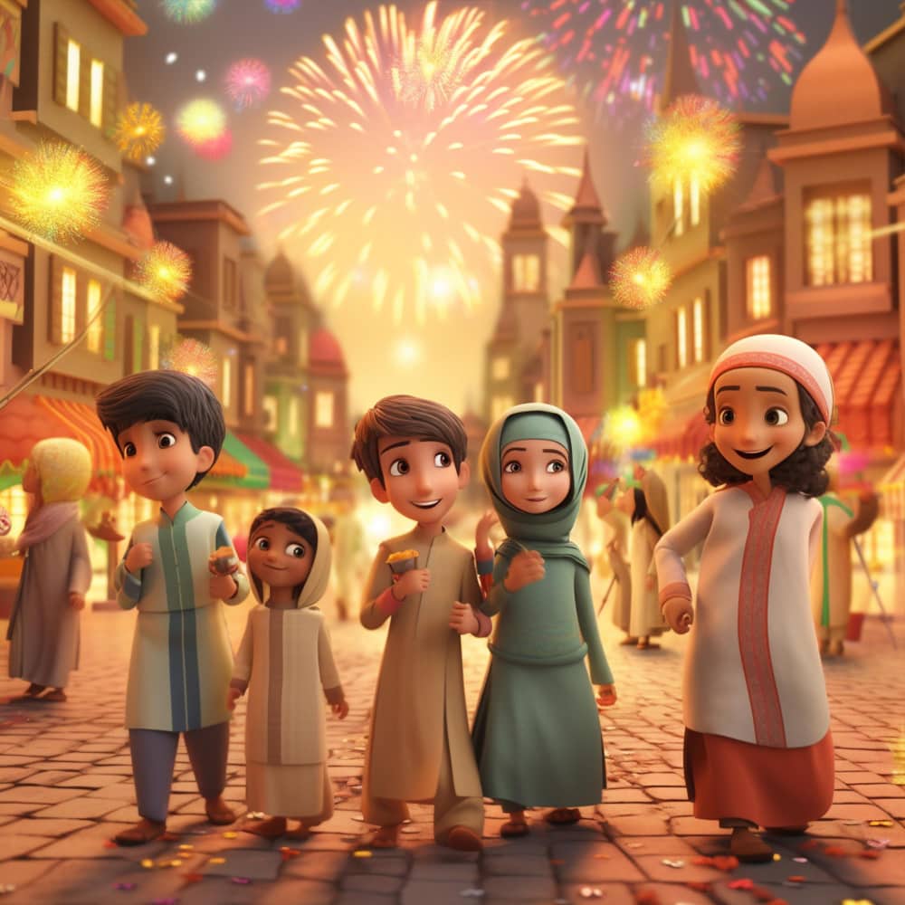 مجموعة أطفال يحتفلون