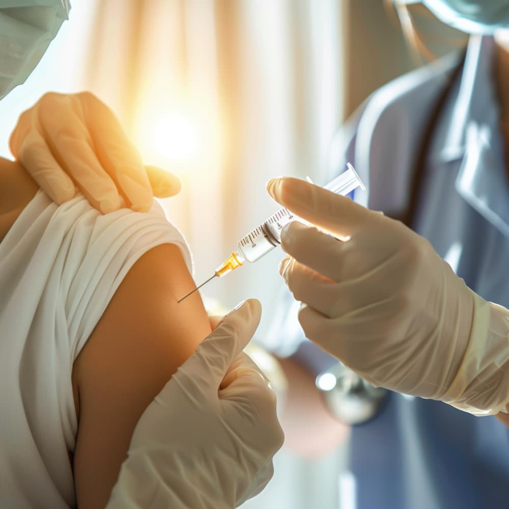 ممرضة تعطي مريضة حقنة