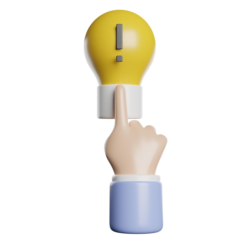 إصبع يد يشير إلى مصباح