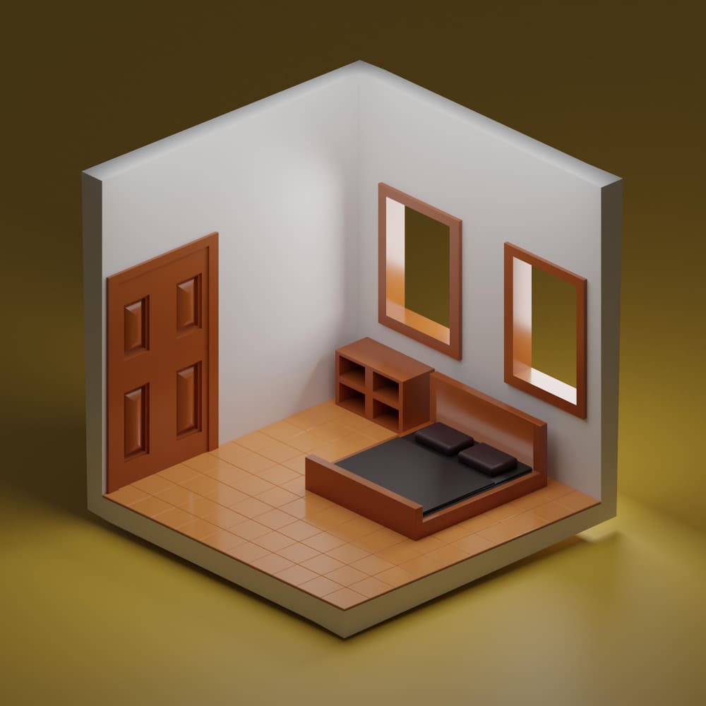 حجرة وبداخلها سرير