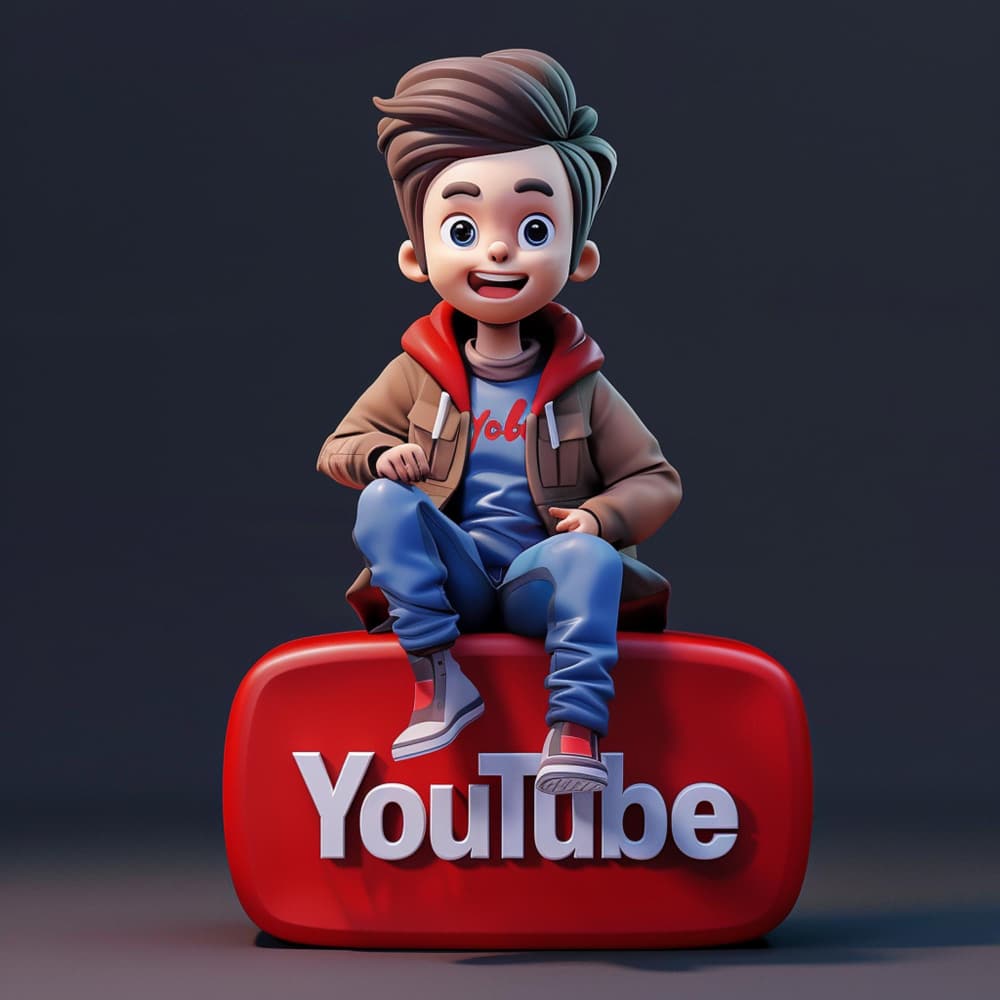 طفل يجلس على كلمة يوتيوب