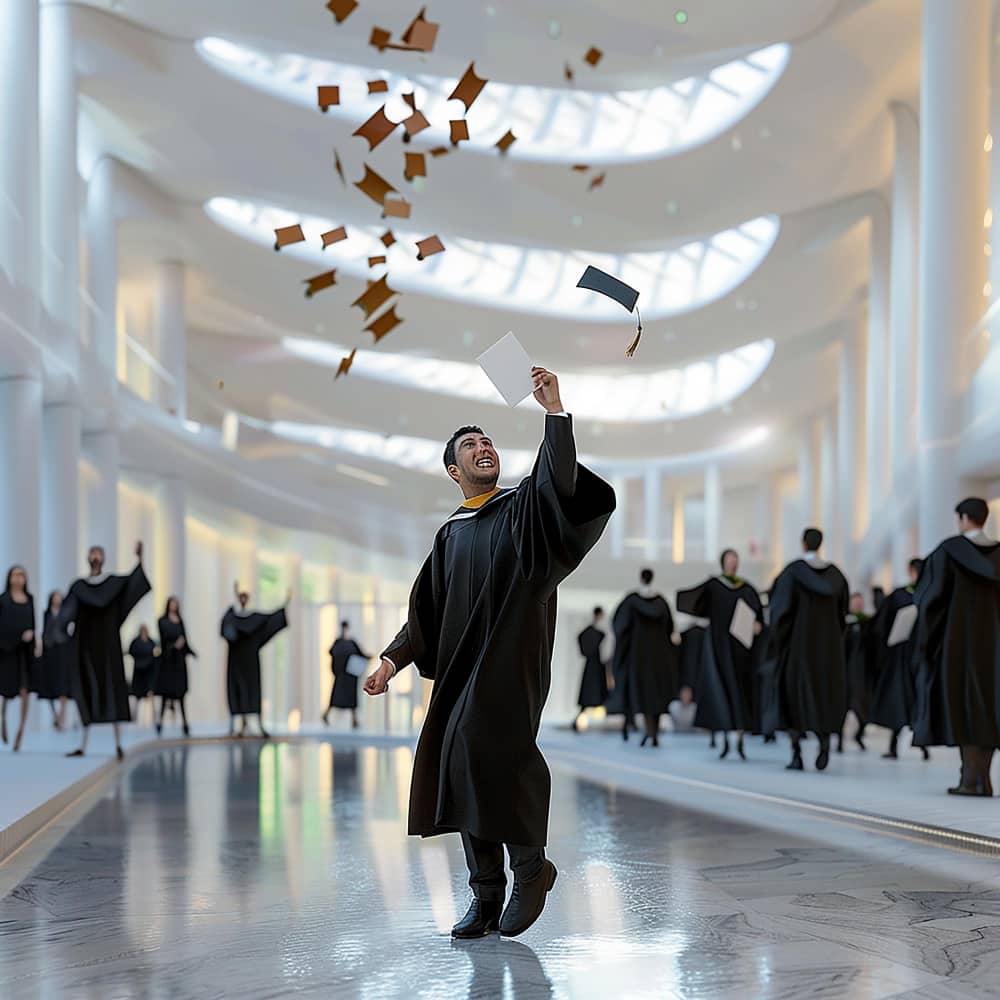 طلاب يحتفلون بتخرجهم من الجامعة