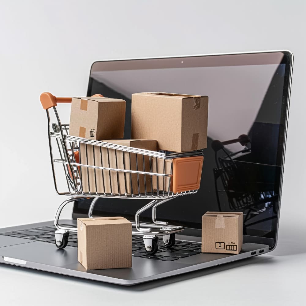 عربة مشتريات فوق لاب توب