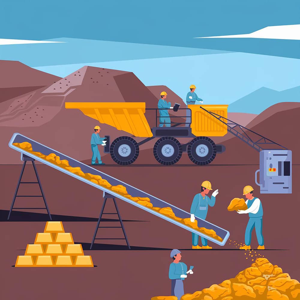 عمال ومهندسين في منجم