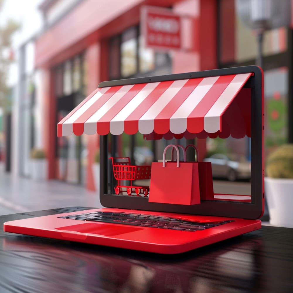 متجر إلكتروني لونه أحمر