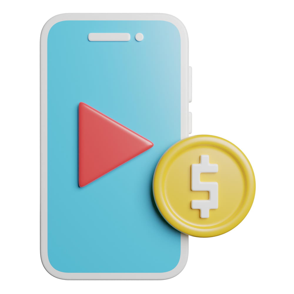 هاتف يظهر رمز فيديو ودولار