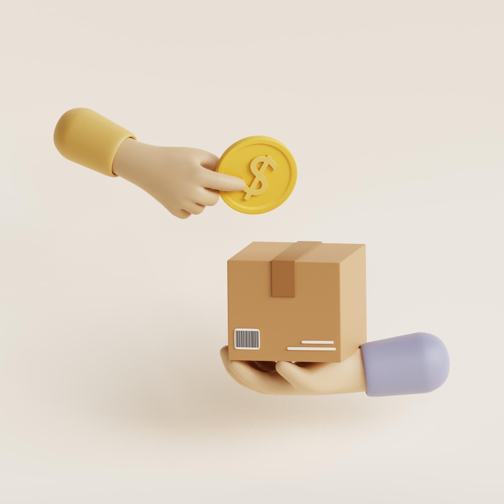 يد تحمل صندوق وأخرى تحمل نقود