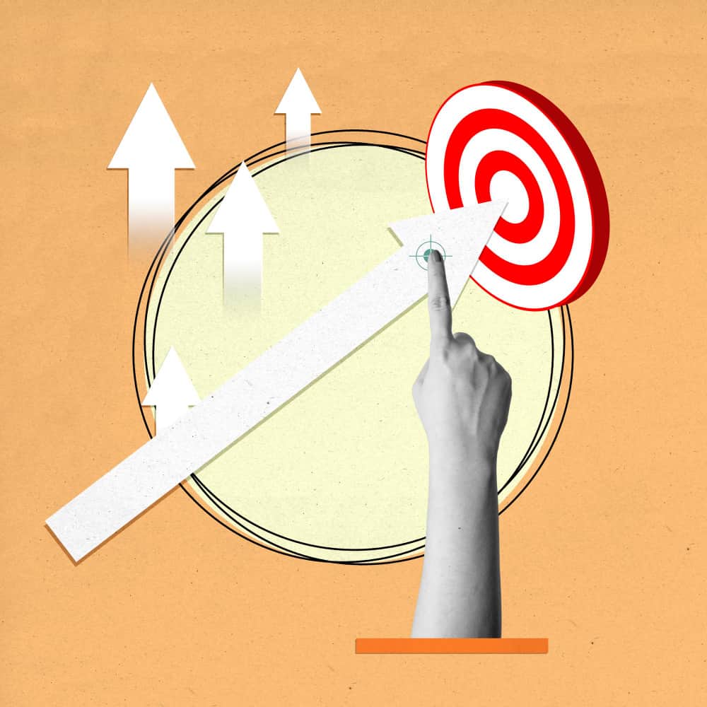 يد تشير إلى سهم