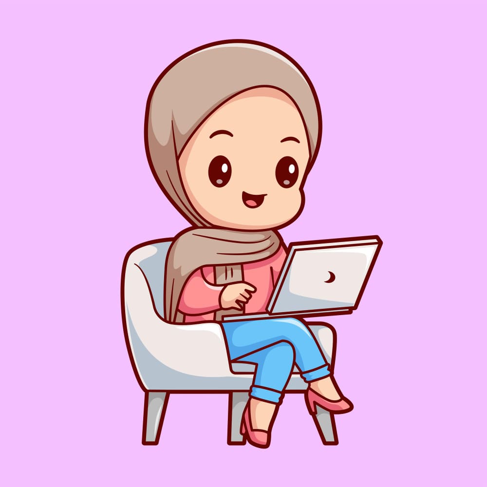 فتاة تحمل لاب توب