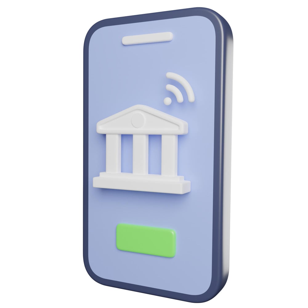 هاتف محمول يعرض صورة بنك