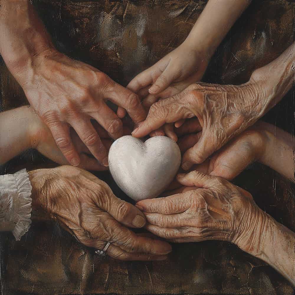 أيادي أشخاص من أعمار مختلفة