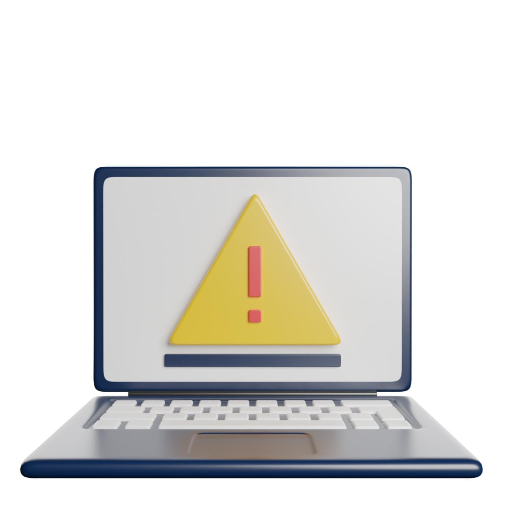 حاسب آلي يعرض علامة تحذير