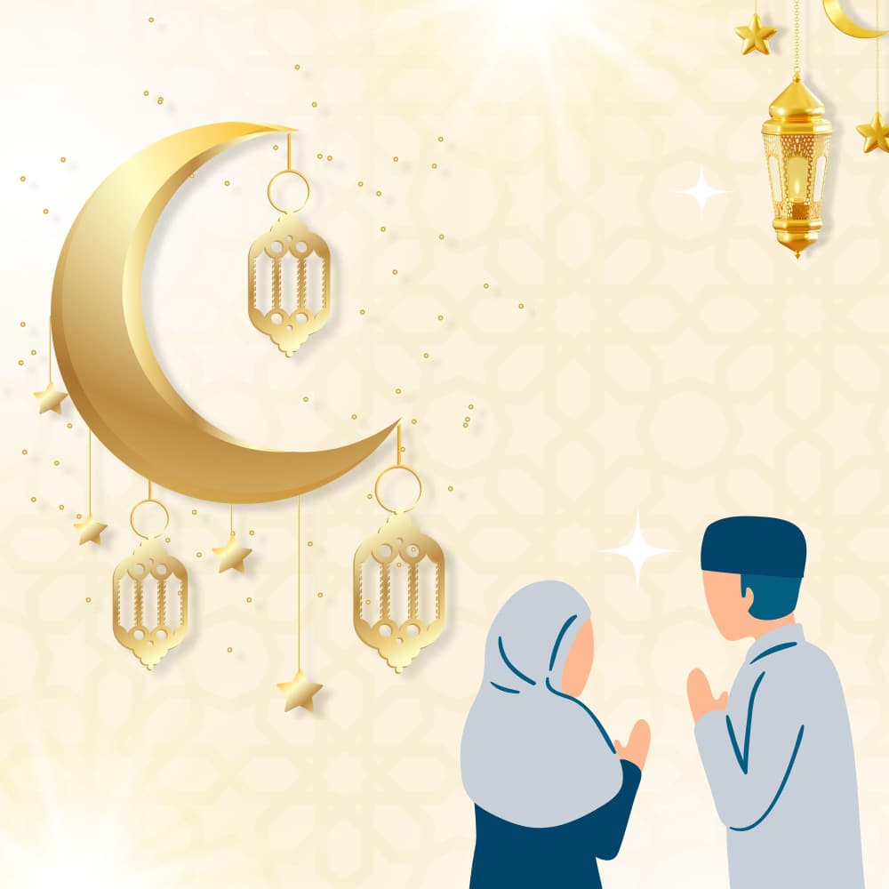 رجل وزوجته يرفعون أيديهم بالدعاء