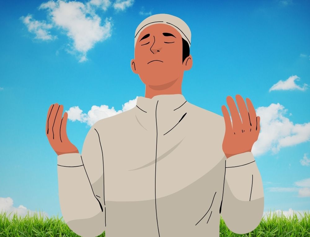 رجل يرفع يده بالدعاء