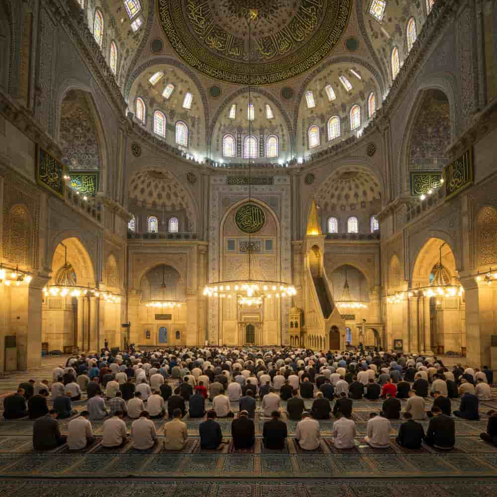 رجال جالسون في مسجد