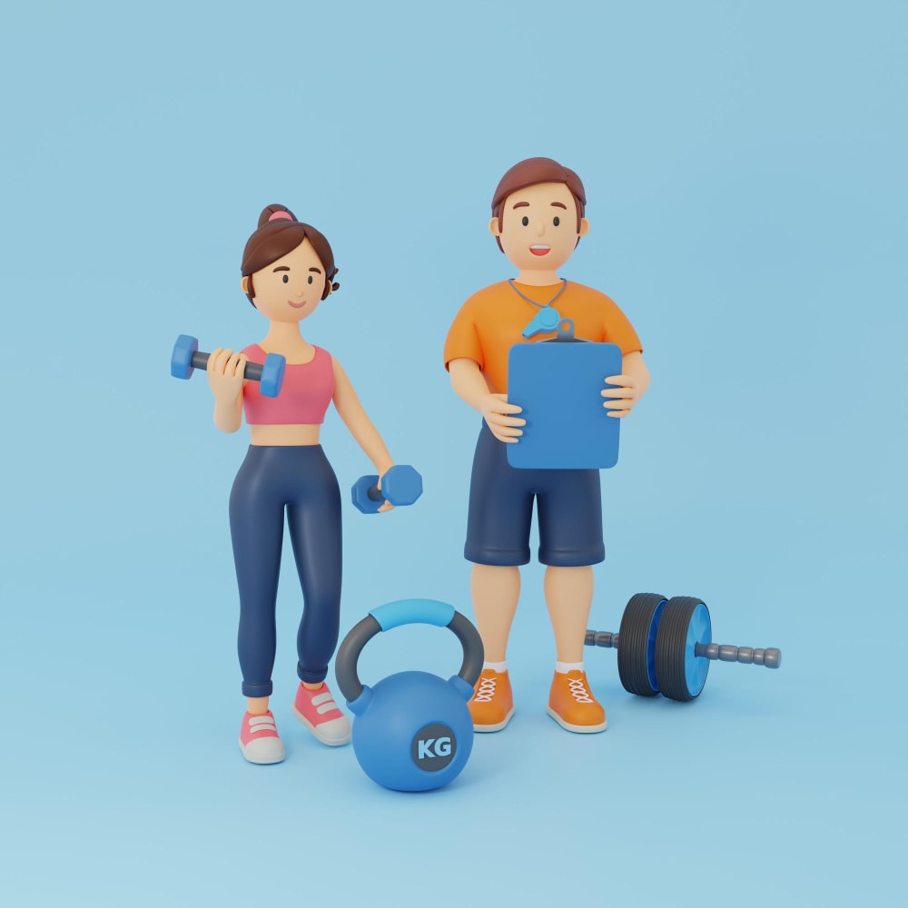 رسوم على شكل شاب وفتاة رياضيين