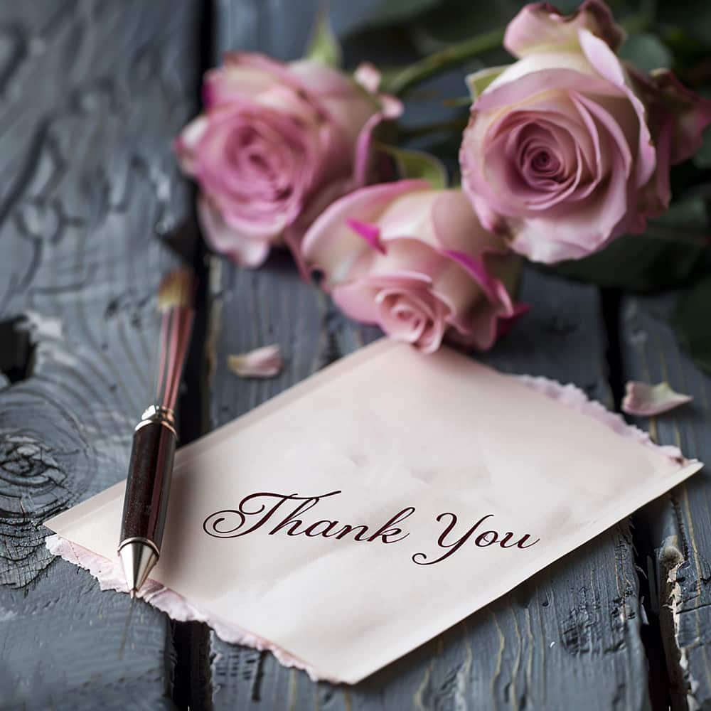 عبارة شكرًا لك مع مجموعة زهور
